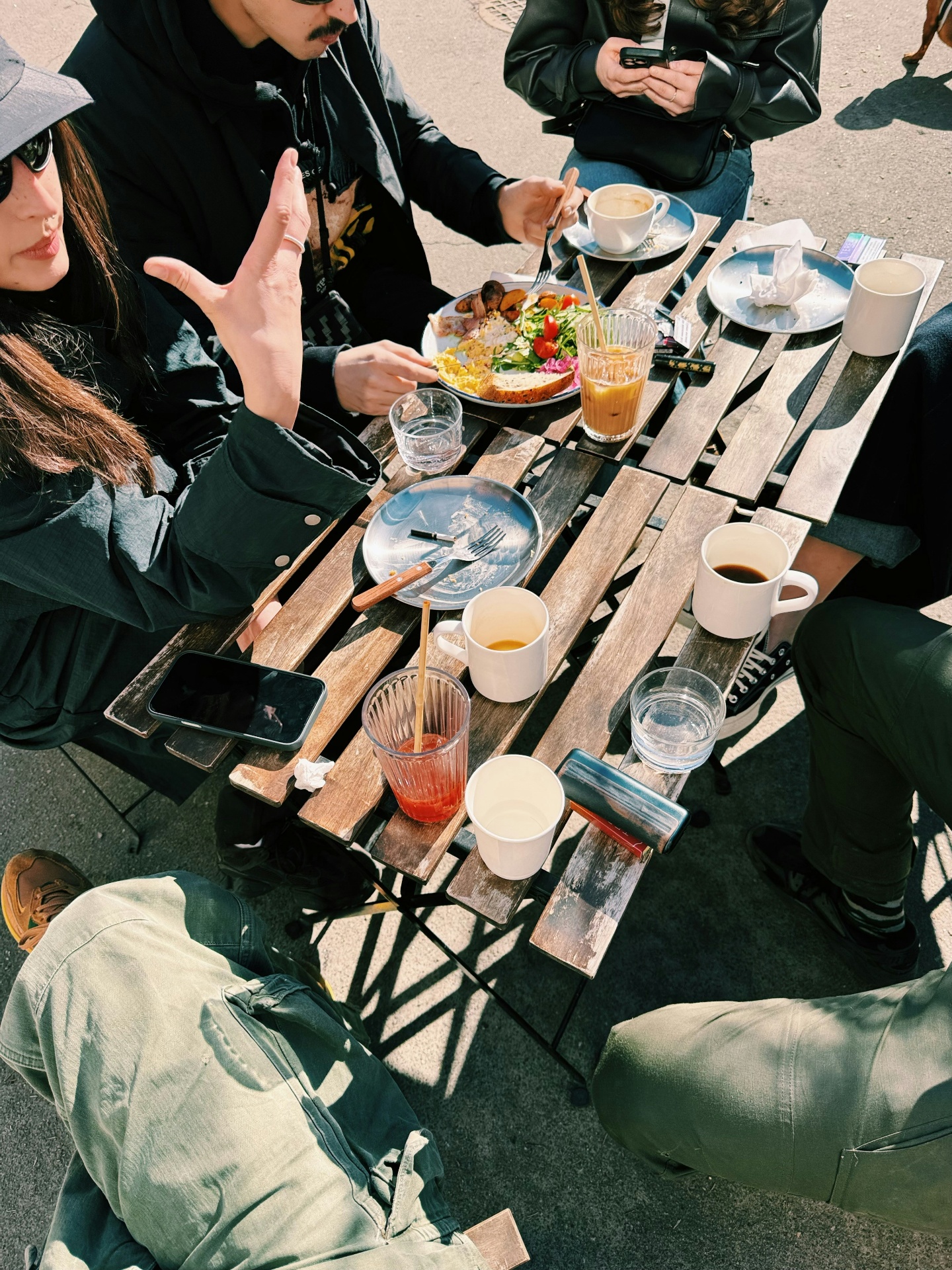 friends at outdoor brunch table