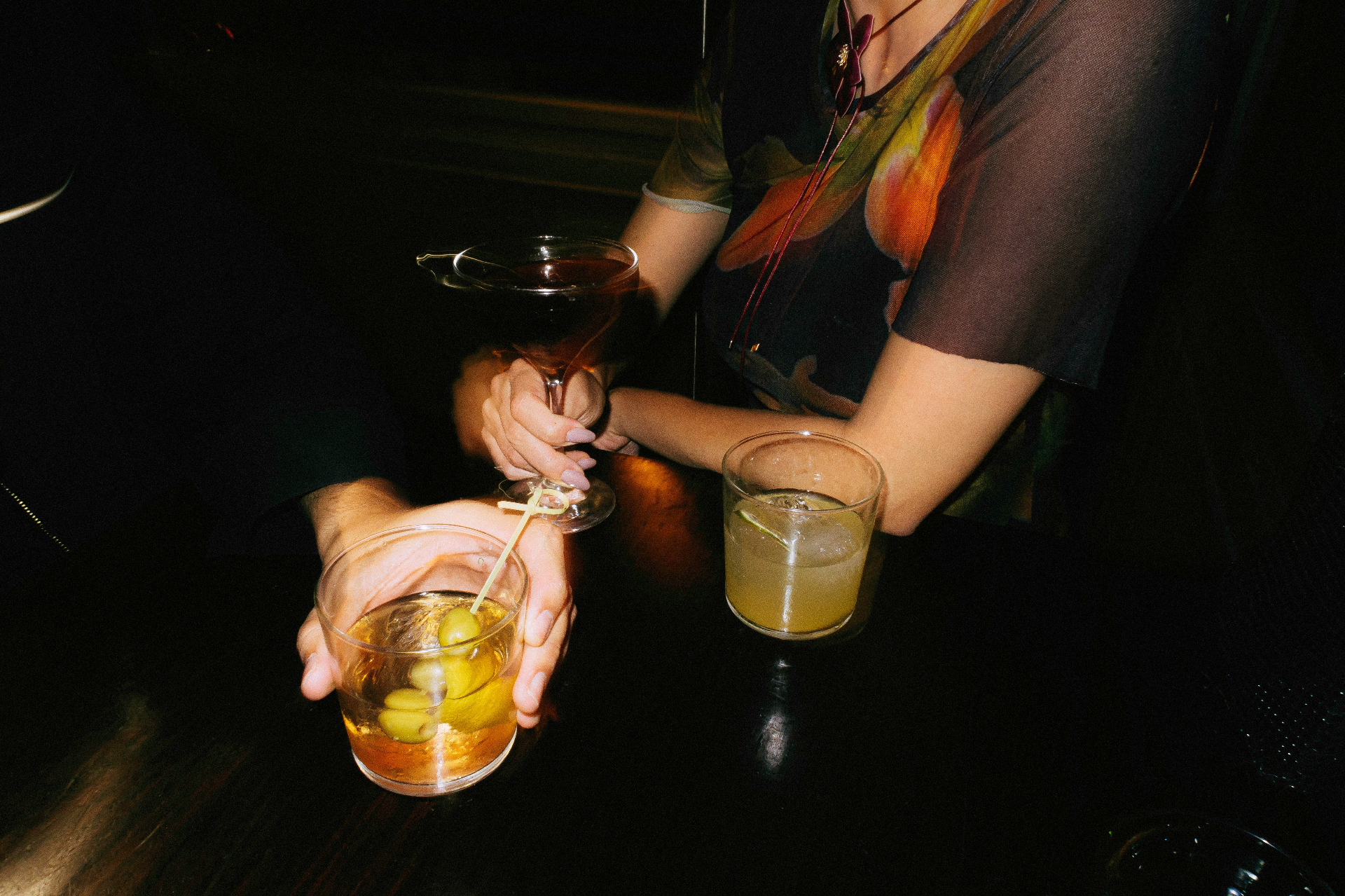 cocktails on a bar table